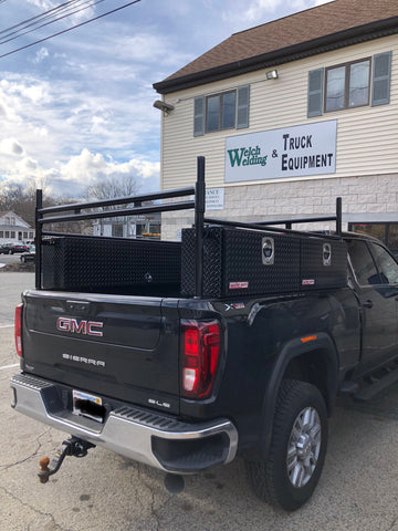 Custom built truck rack with high side boxes 