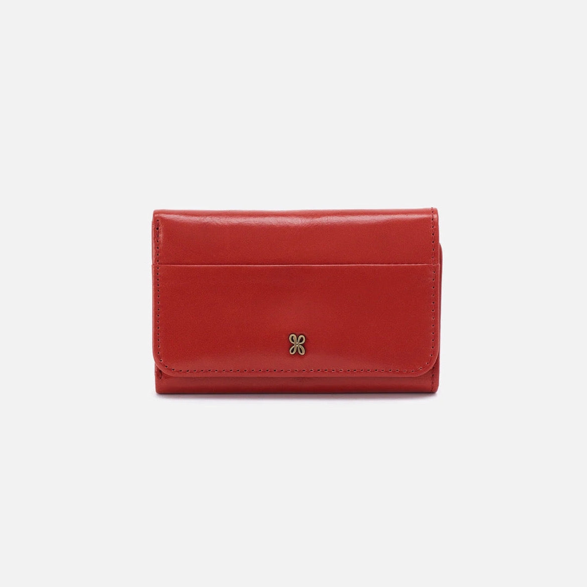 HOBO - Jill Medium Trifold Wallet - BRICK IN POLISHED LEATHER