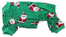 Load image into Gallery viewer, Cute Santa Claus Pet Clothes Christmas Dog Pajamas Shirts, Green, Back Length 12&quot; Small Green