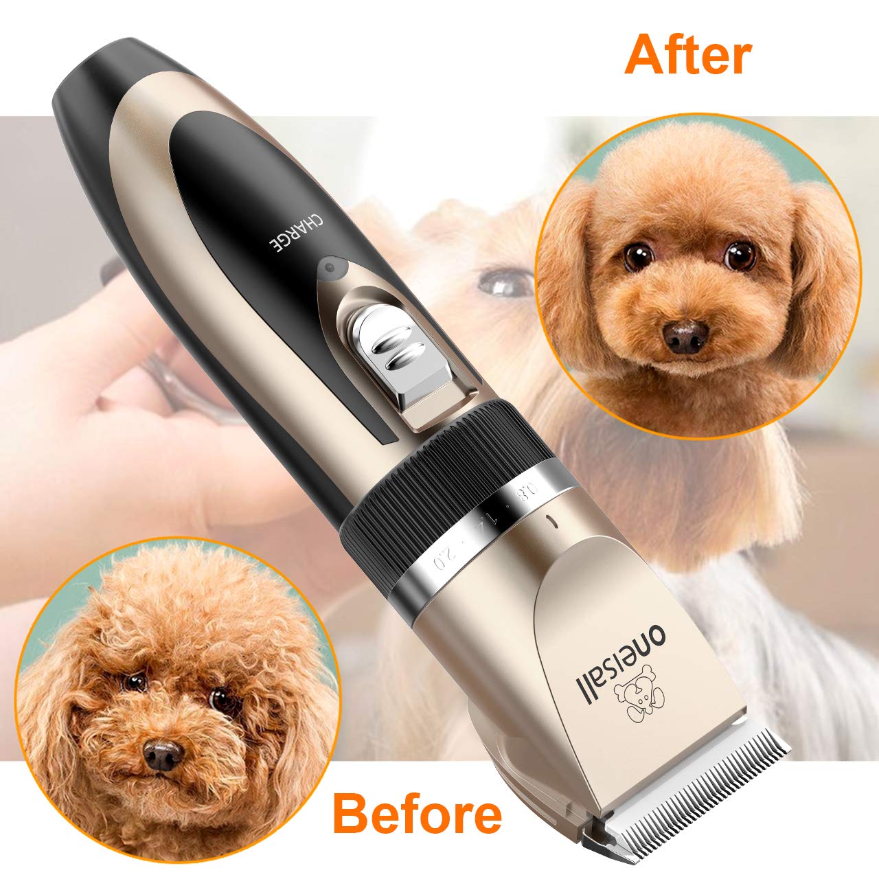 oneisall dog shaver clippers low noise rechargeable cordless electric quiet hair clippers set for dogs cats pets