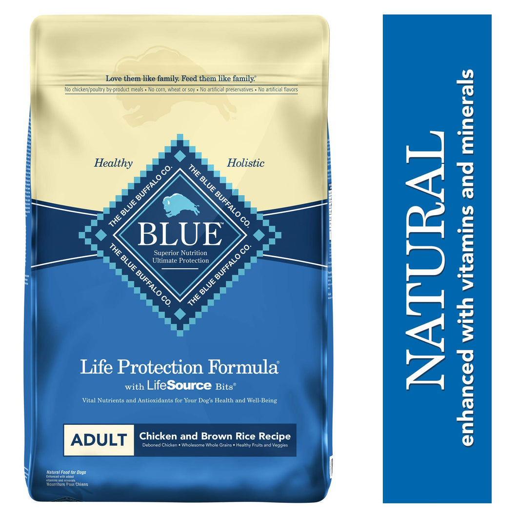 Blue Buffalo Life Protection Formula Adult Dog Food - Natural Dry Dog Food for Adult Dogs - Chicken and Brown Rice - 30 lb. Bag
