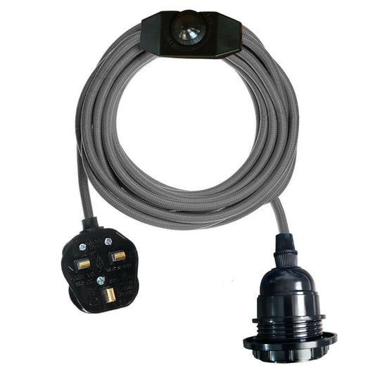 Black inline dimmer switch for lamps & plugin pendant lights