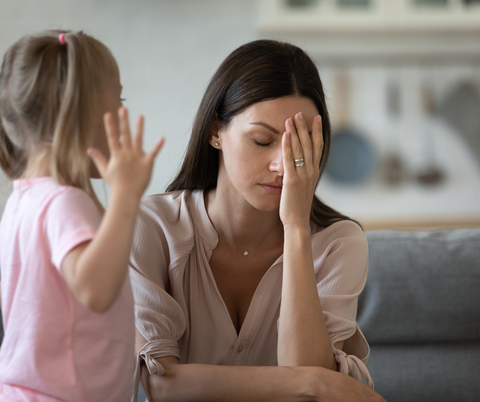 Mother and child showing emotions and feelings