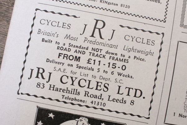 Vintage JRJ/Bob Jackson Cycles Advert - 1950s 1960s