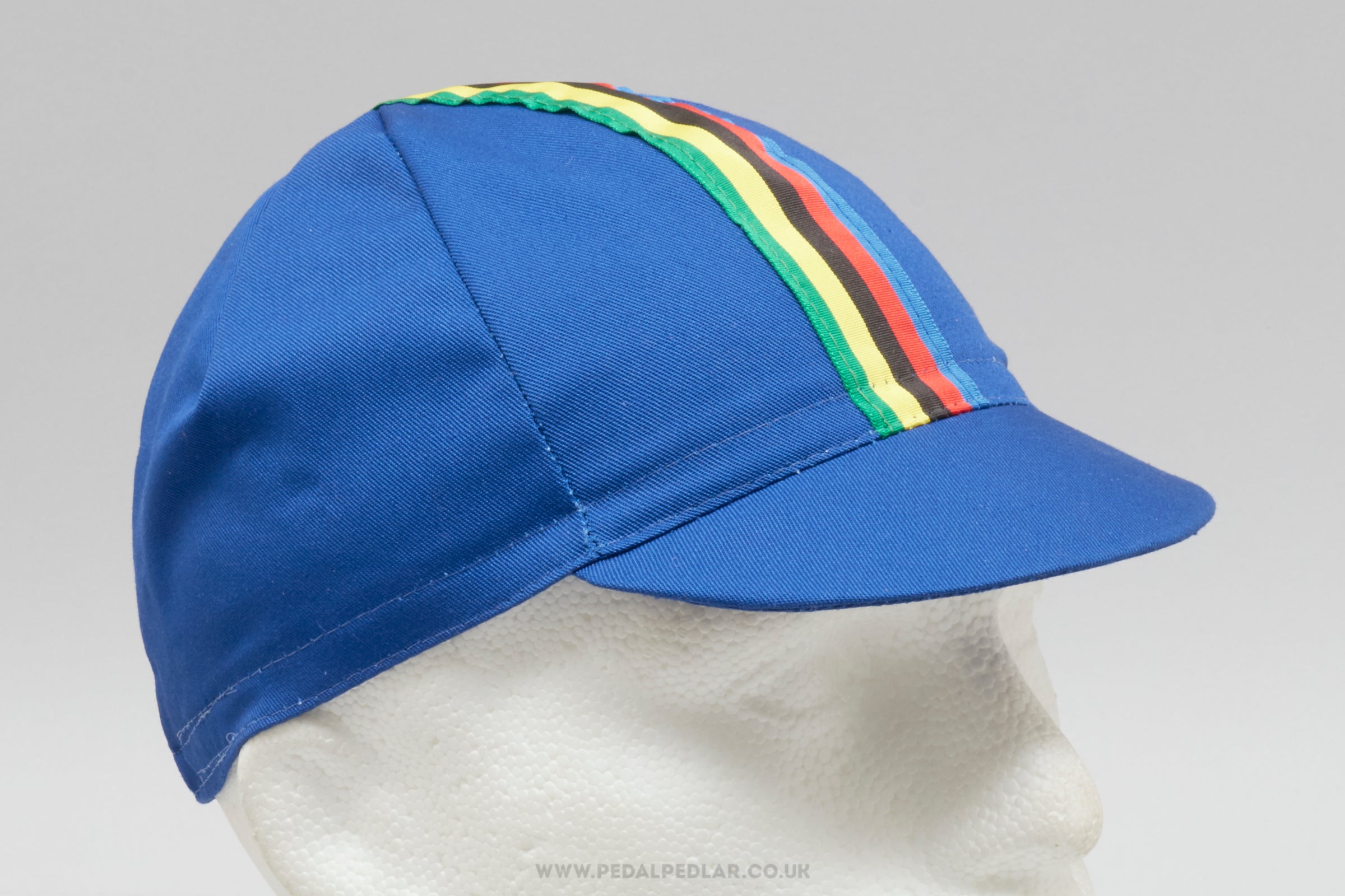 World Champion Stripes Blue NOS Vintage Cotton Cycling Cap - Pedal Pedlar - Buy New Old Stock Clothing