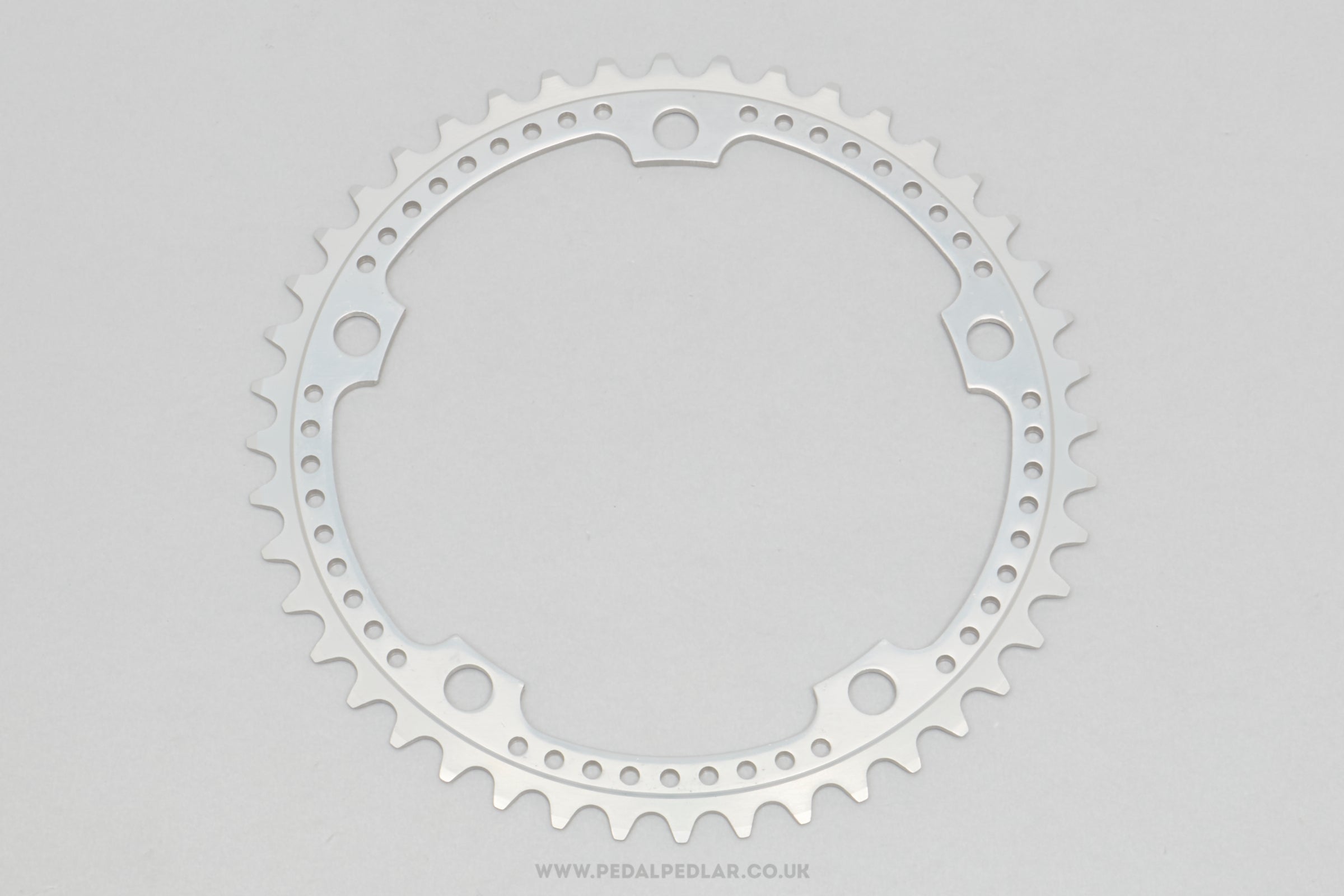 Sakae/Ringyo (SR) Royal Super Light Drilled Silver NOS Vintage 44T 144 BCD Inner Chainring - Pedal Pedlar - Buy New Old Stock Bike Parts