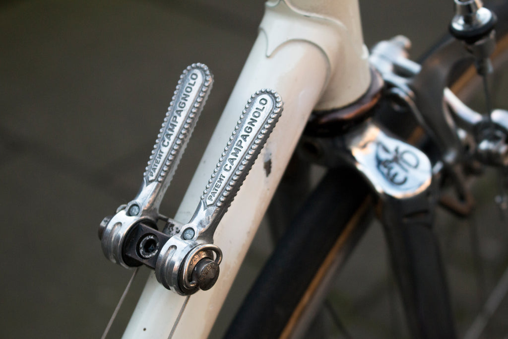 Aero Mount Campagnolo Super record Shifters on an Eddy Merckx Professional at Pedal Pedlar