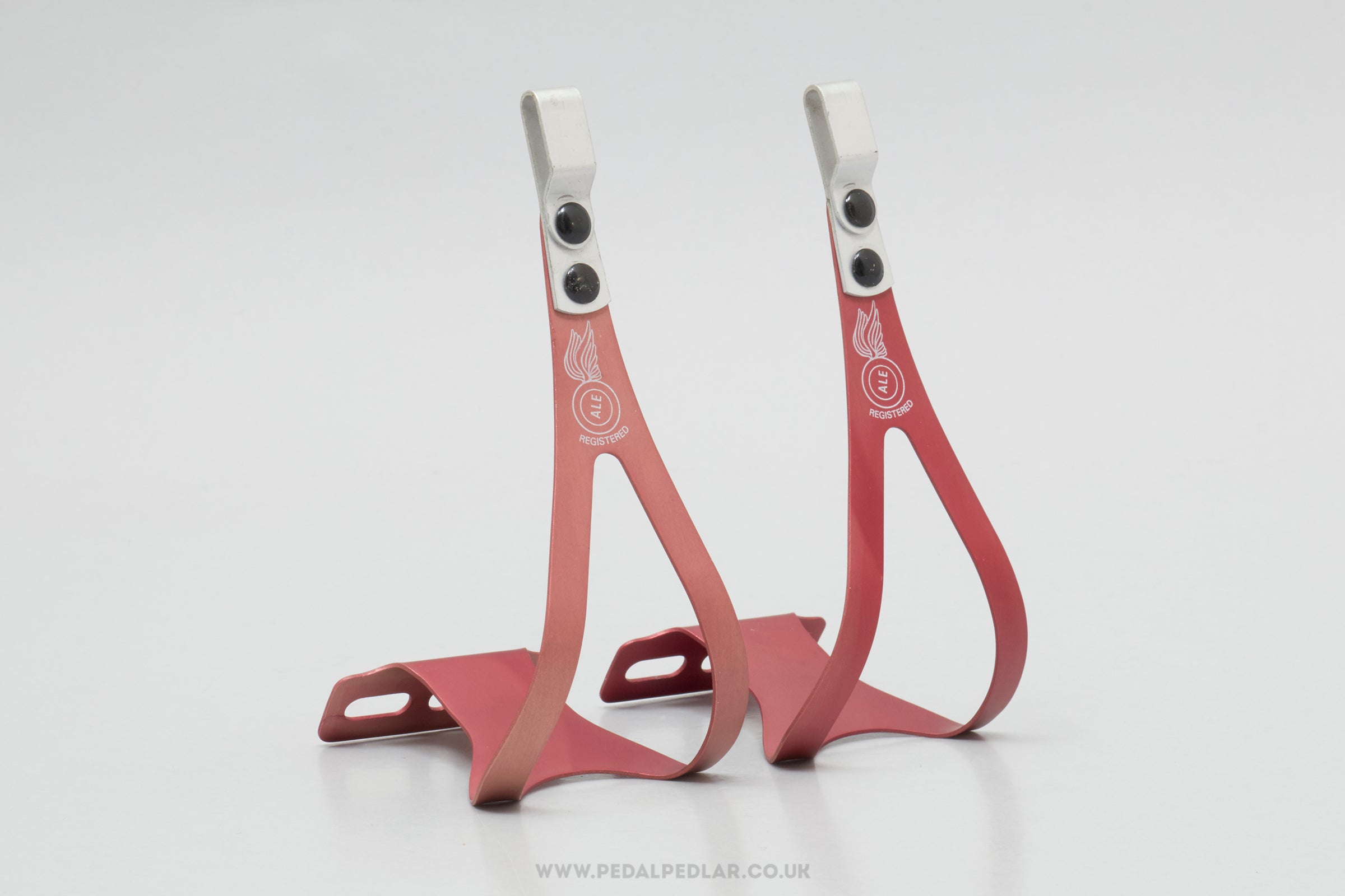 ALE Art. 97/L.D. Red Anodised Size M Vintage Aluminium Toe Clips - Pedal Pedlar - Bike Parts For Sale