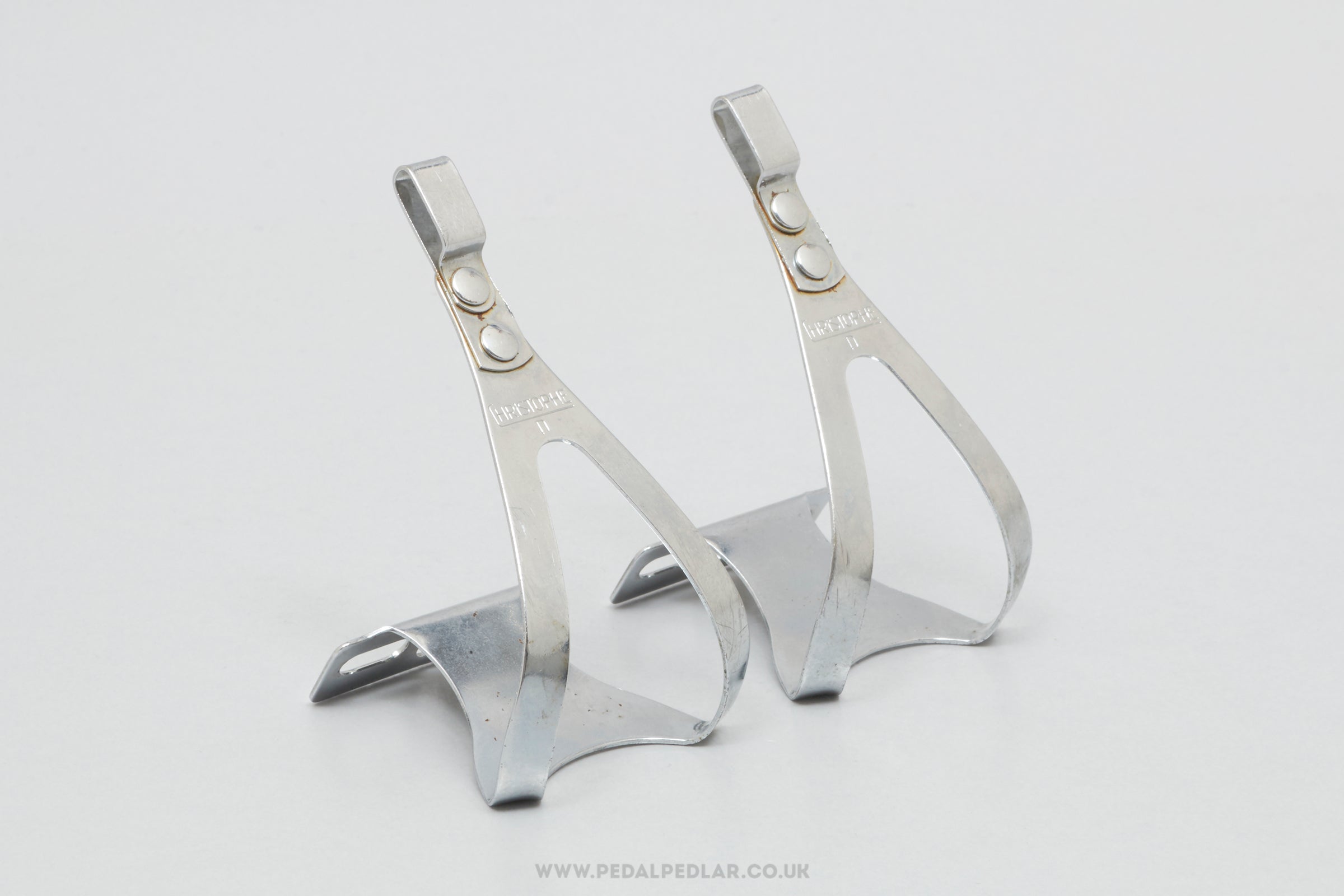 Christophe 50 / 506 Old Logo Size M Vintage Steel Toe Clips - Pedal Pedlar - Bike Parts For Sale