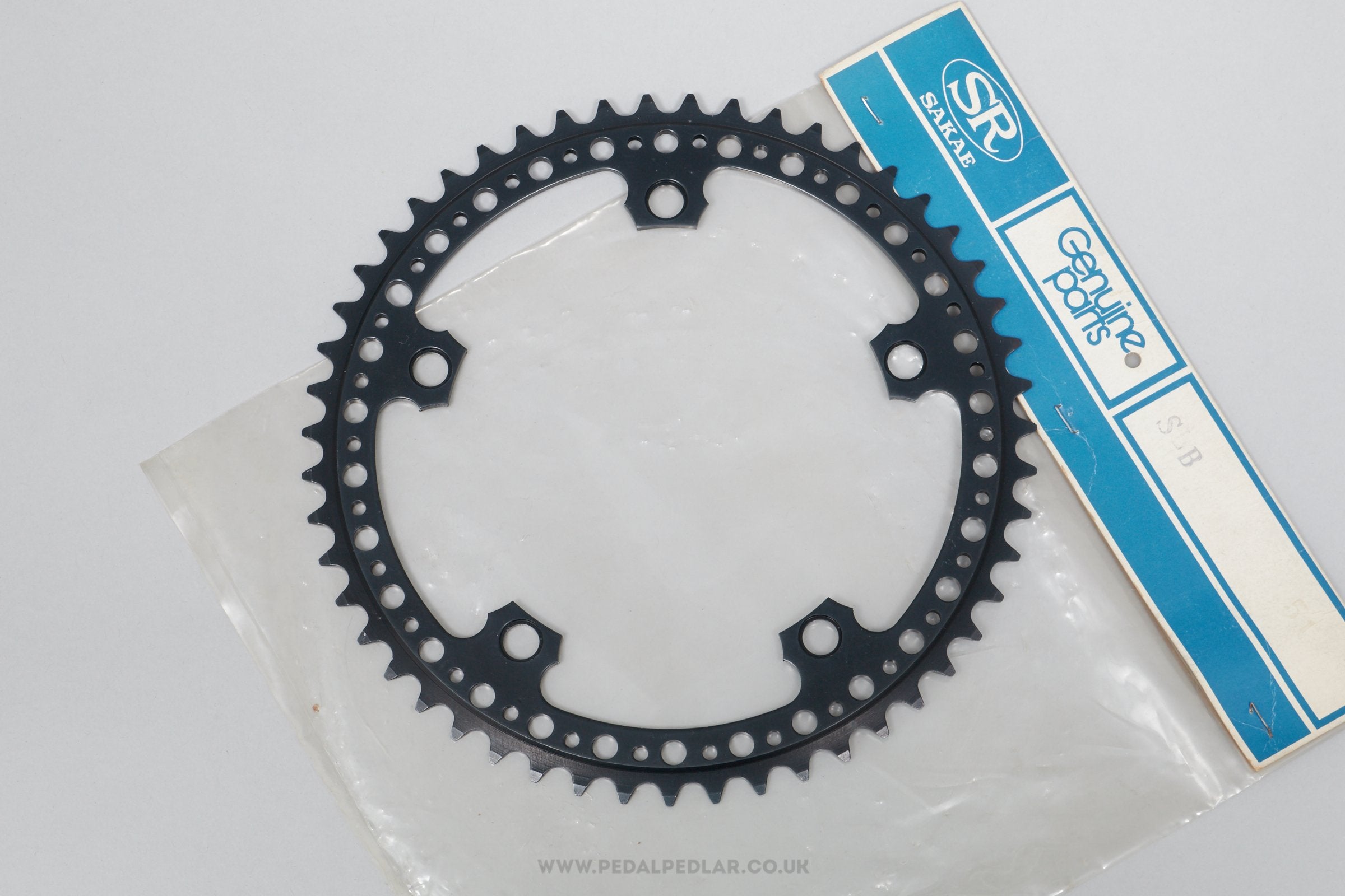 Sakae/Ringyo (SR) Royal Super Light Black Drilled NOS/NIB Vintage 51T 144 BCD Outer Chainring - Pedal Pedlar - Buy New Old Stock Bike Parts