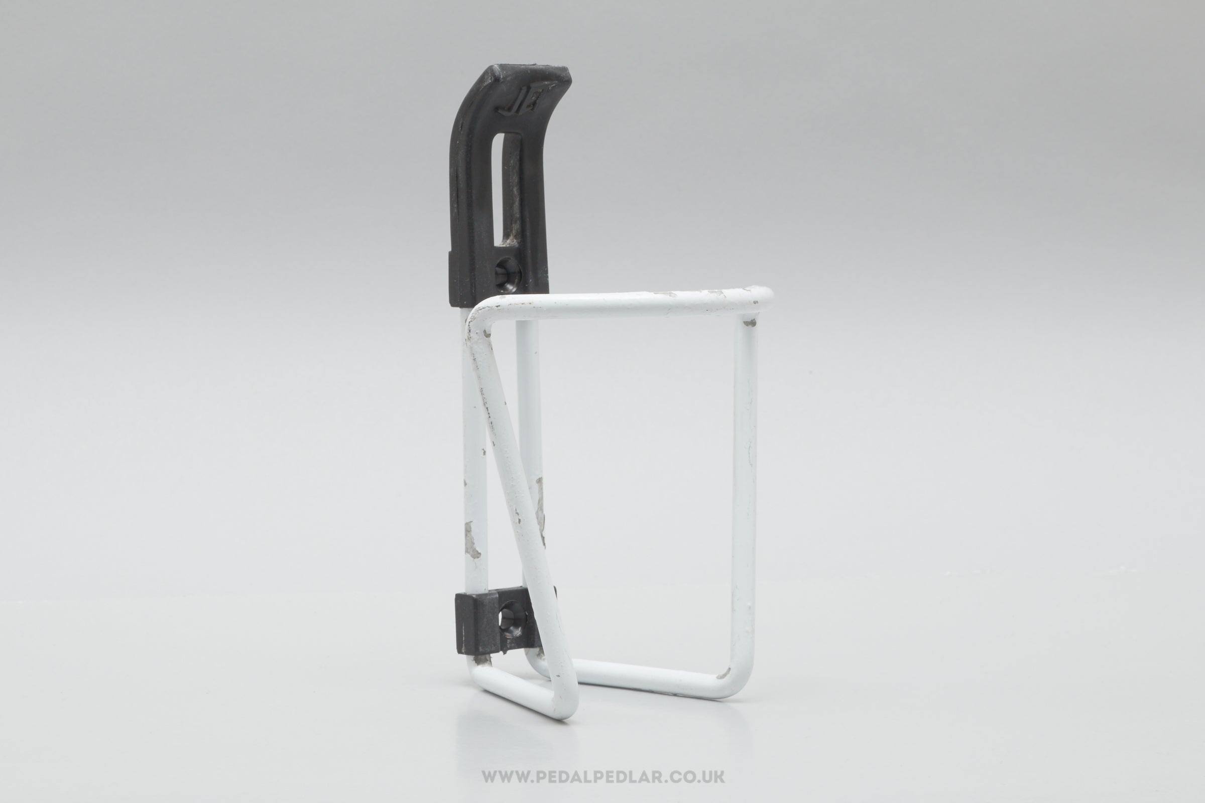 Jet Vintage White Aluminium Bottle Cage / Holder - Pedal Pedlar - Cycle Accessories For Sale