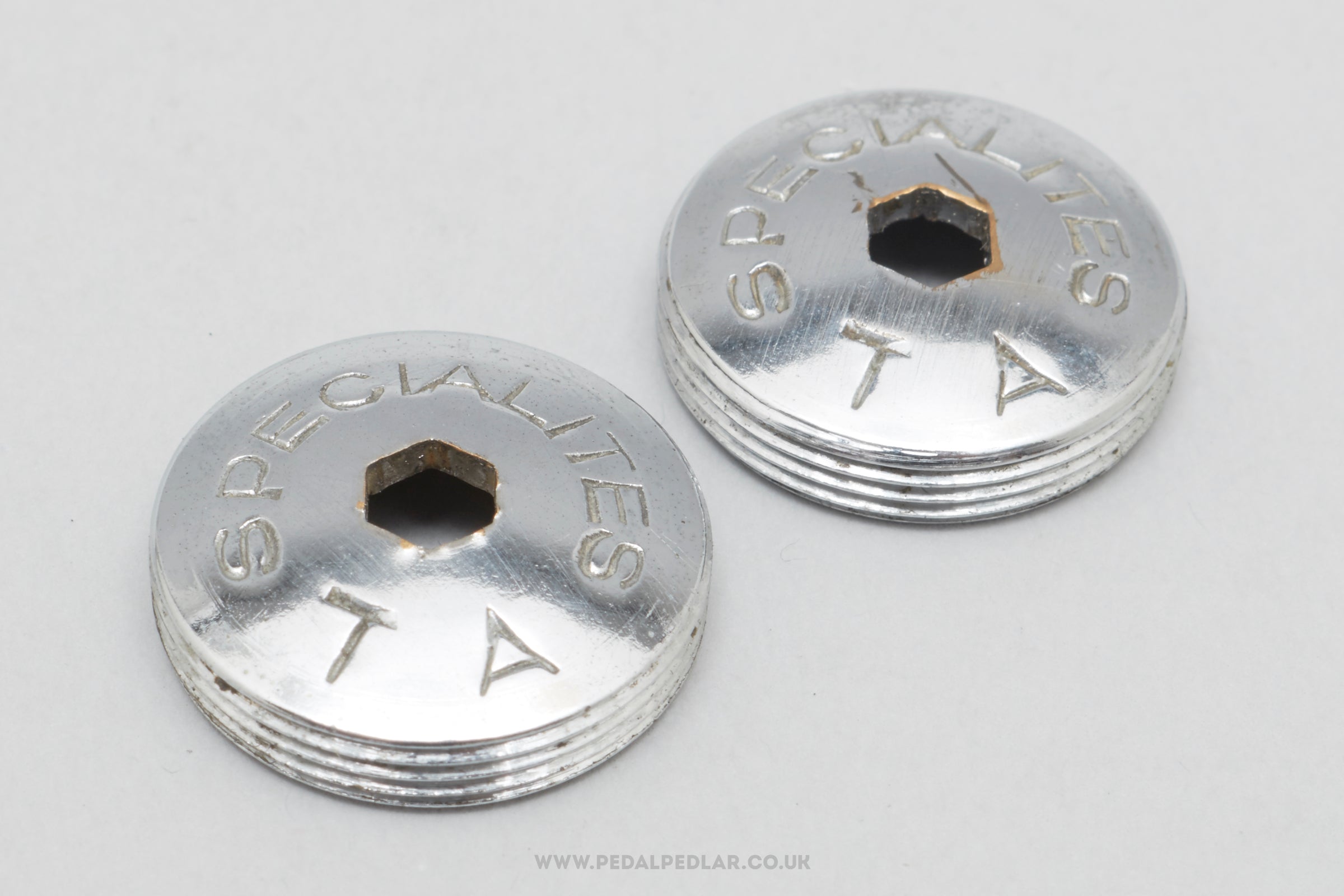 Specialites T.A. Aluminium Vintage Crank Dust Caps / Covers - Pedal Pedlar - Bike Parts For Sale