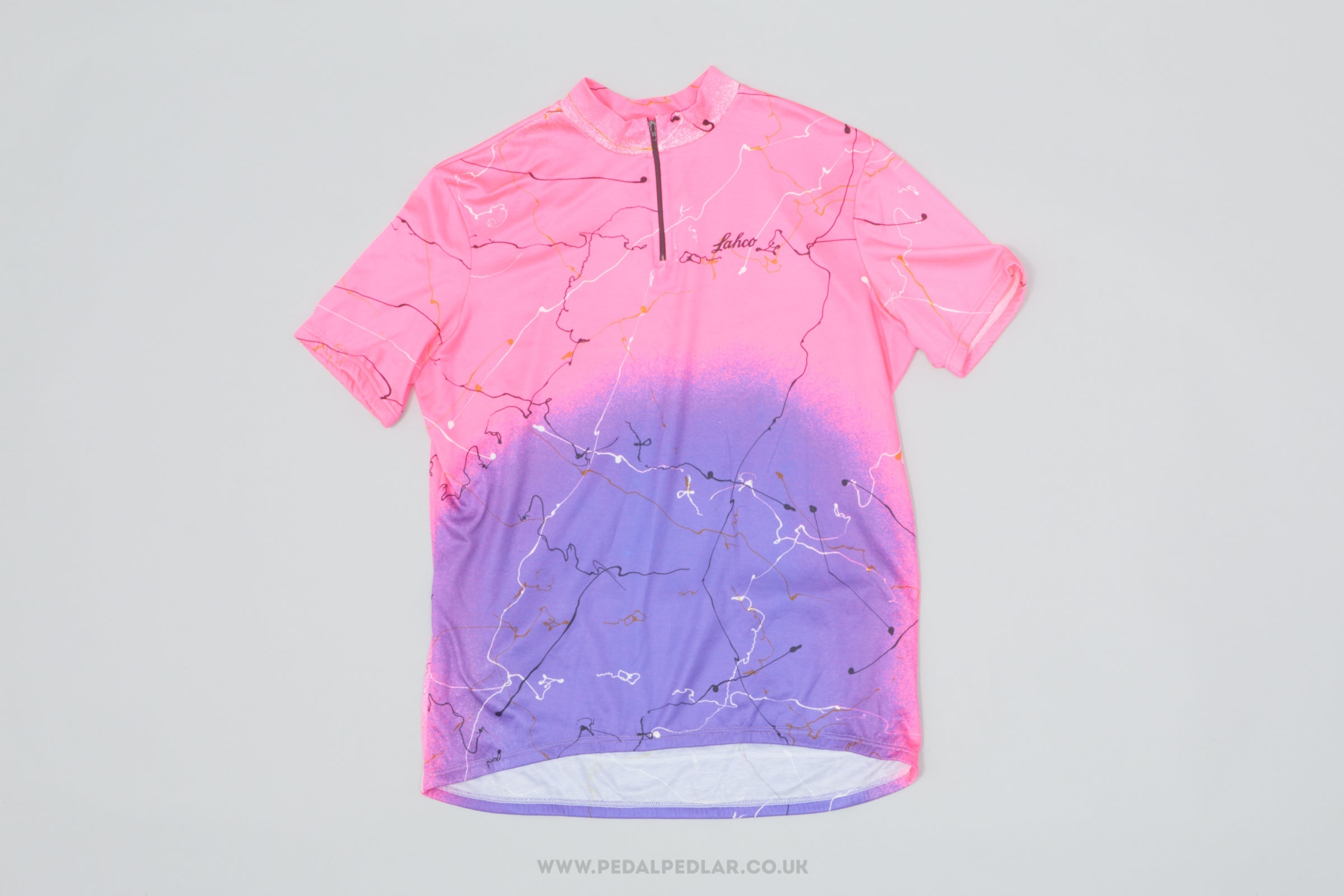 Lahco Purple & Neon Pink w) Squiggles XL Vintage Cycling Jersey - Pedal Pedlar - Clothing For Sale