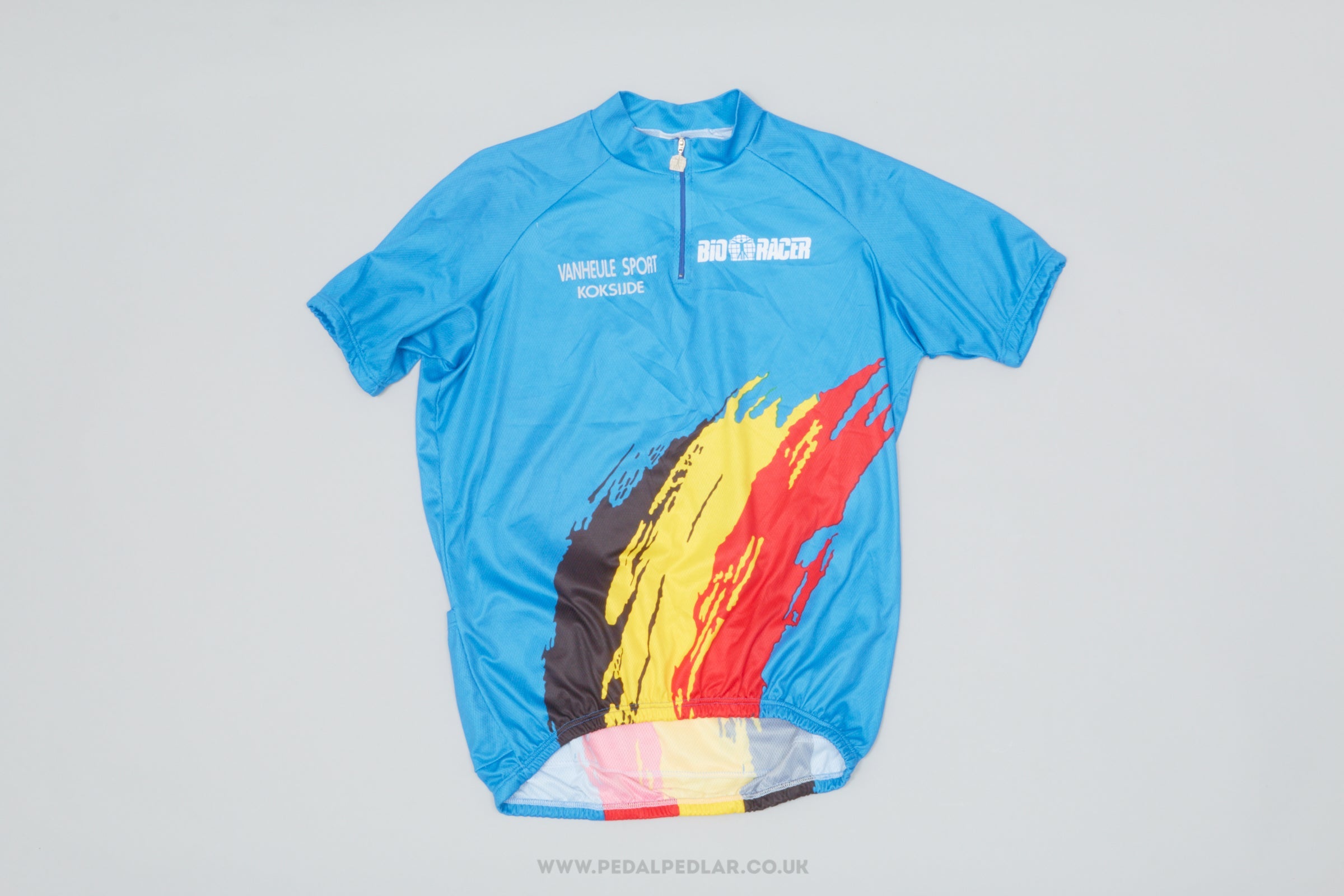 Bio-Racer Blue / Black / Yellow & Red Splash Large Classic Cycling Jersey - Pedal Pedlar - Clothing For Sale