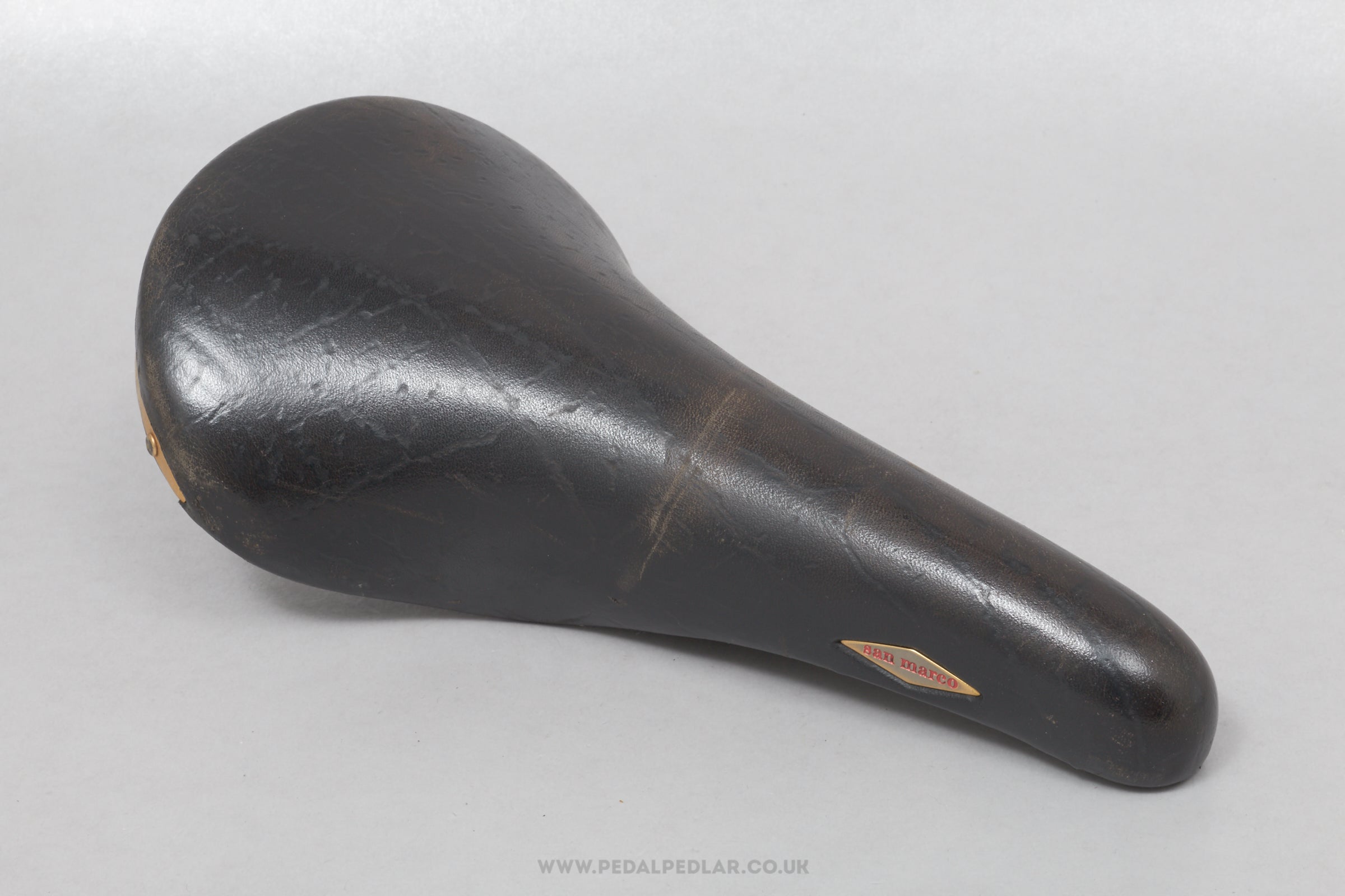 Selle San Marco Rolls c.1990 Vintage Black Leather Saddle - Pedal Pedlar - Bike Parts For Sale