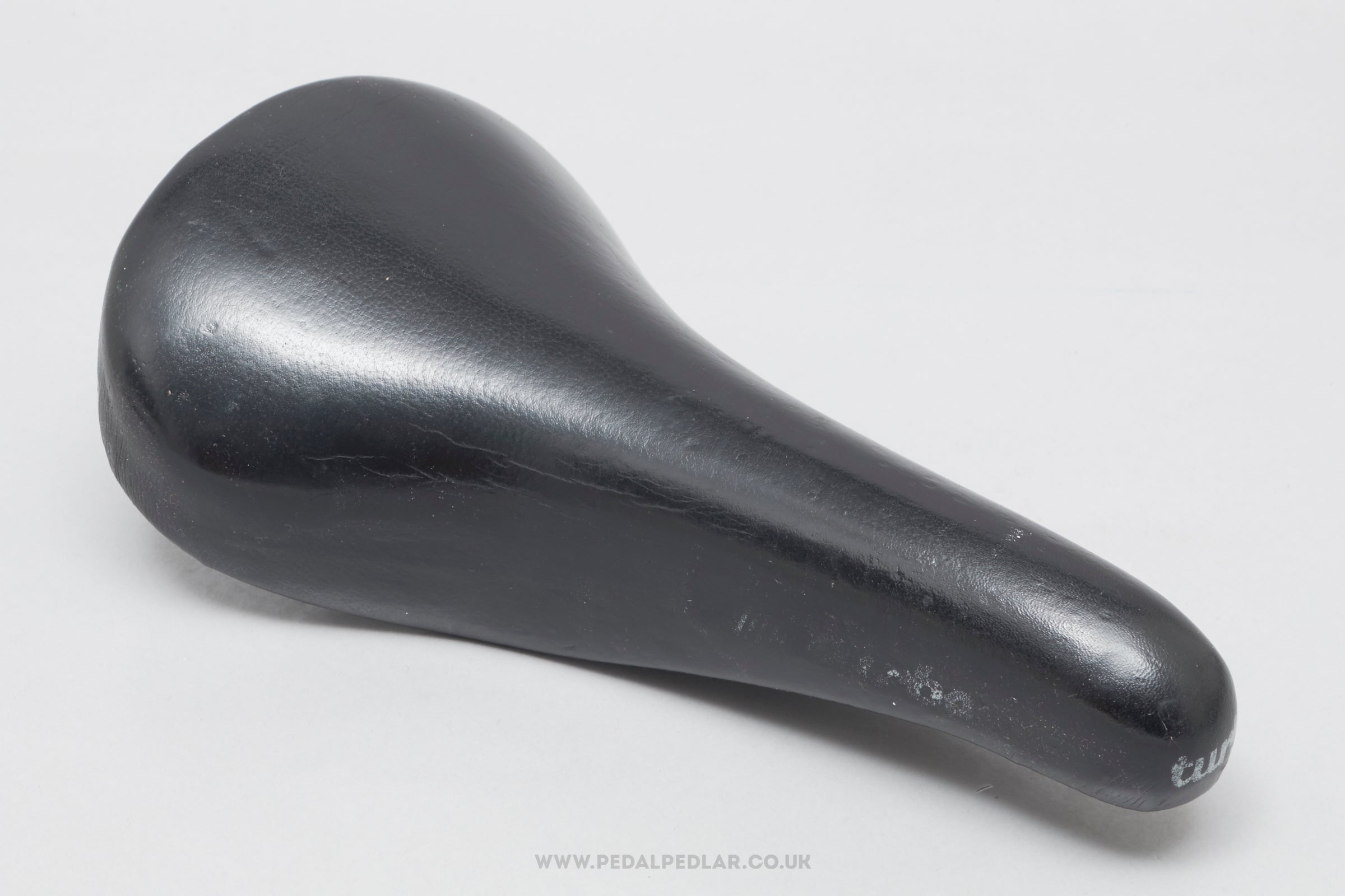 Selle Italia Turbo c.1987 Vintage Black Leather Saddle - Pedal Pedlar - Bike Parts For Sale