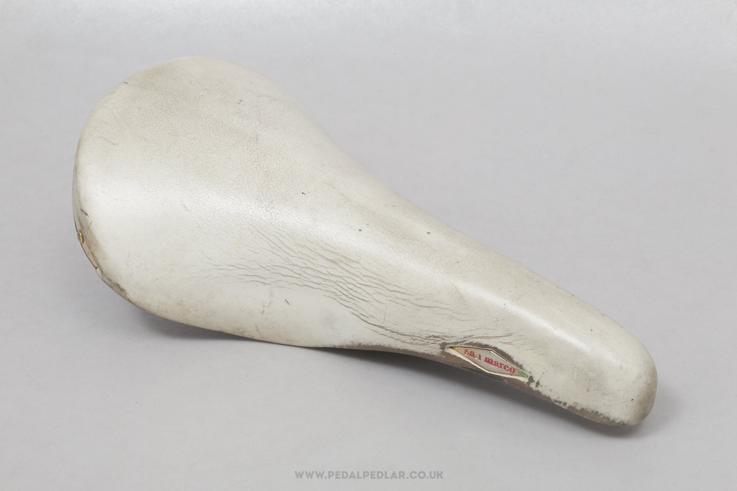 Selle San Marco Rolls c.1991 Vintage White Leather Saddle - Pedal Pedlar - Bike Parts For Sale