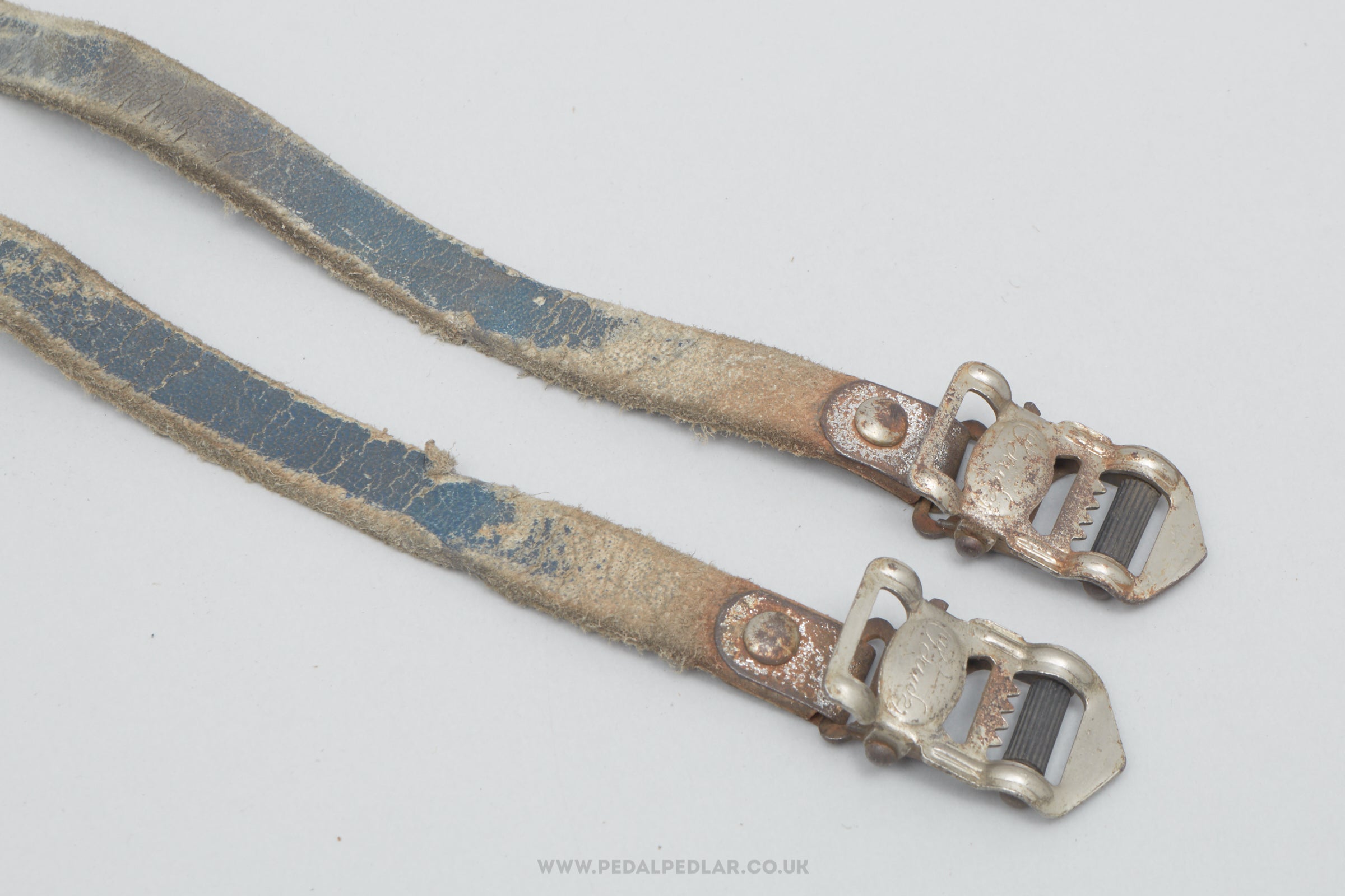 Alfredo Binda Leather Vintage Blue Pedal / Toe Clip Straps - Pedal Pedlar - Bike Parts For Sale