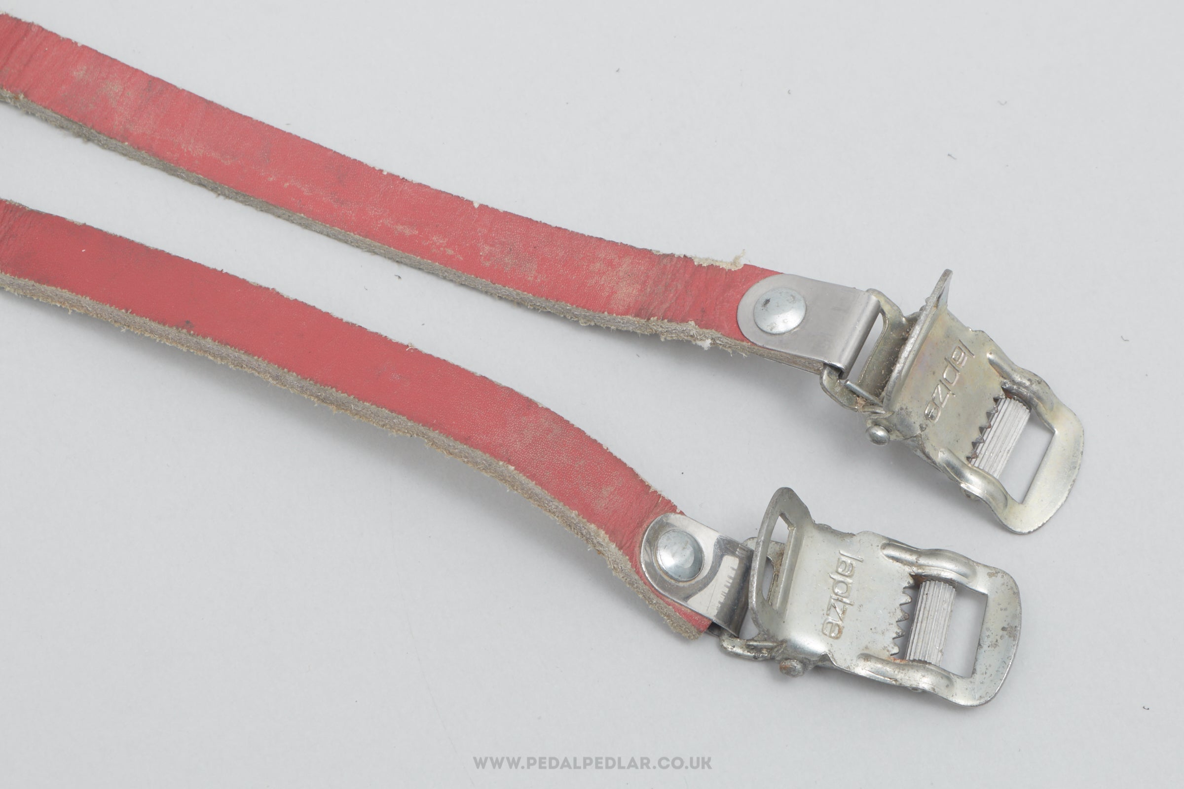 Lapize 'Franco & Fils' Leather Vintage Red Pedal / Toe Clip Straps - Pedal Pedlar - Bike Parts For Sale