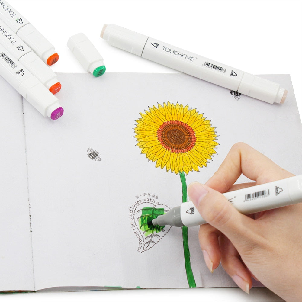 TouchFive Markers 48/80/168 Color Sketch Art Pen Double Tips Al – shopwishi