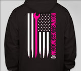 Rockwell Offroad Black Hoodie with Hot Pink American Flag
