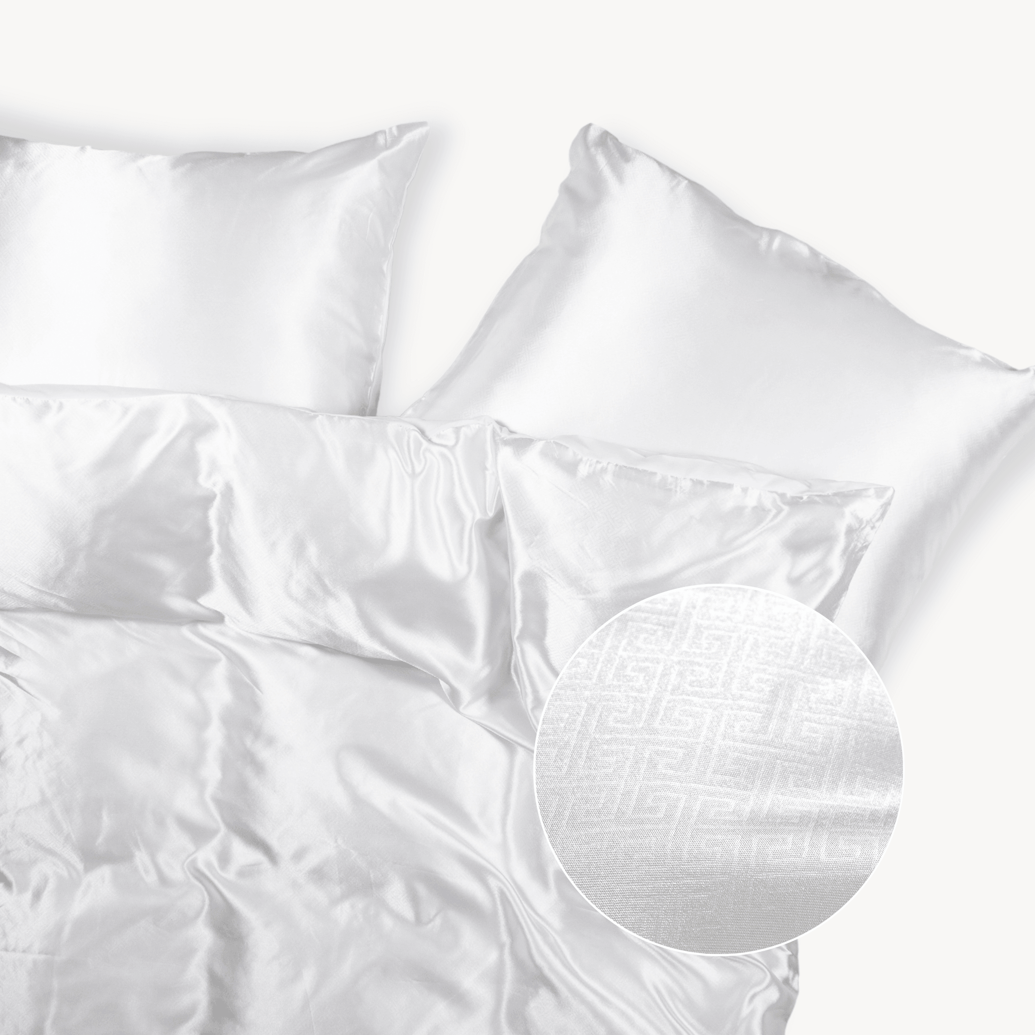 Satijnen dekbedovertrek wit met motief | luxe slaapkamerlook