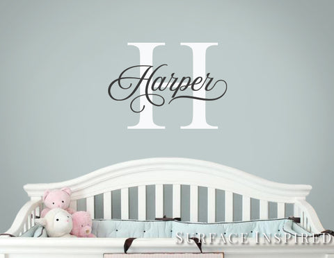 Personalized Name Monogram Wall Decal Vinyl Wall Art Harper Style Wall Surface Inspired Home Decor Wall Decals Wall Art Wooden Letters