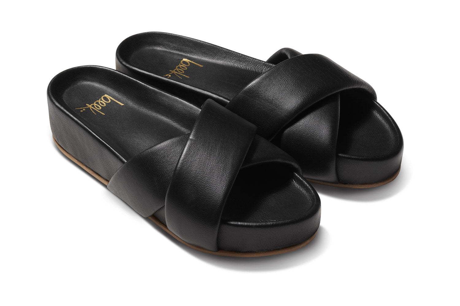 RHEA Black Flatform Slides | beek