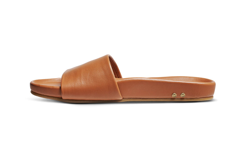 GALLITO Tan Leather Slide Sandal | beek