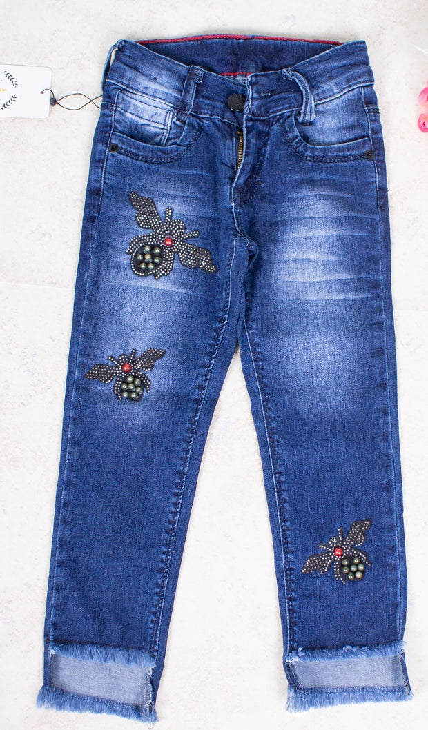 Dark Blue Stud Jeans - Elma's Clothing
