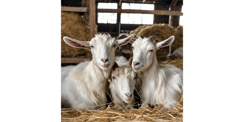 Goats laying in straw bedding