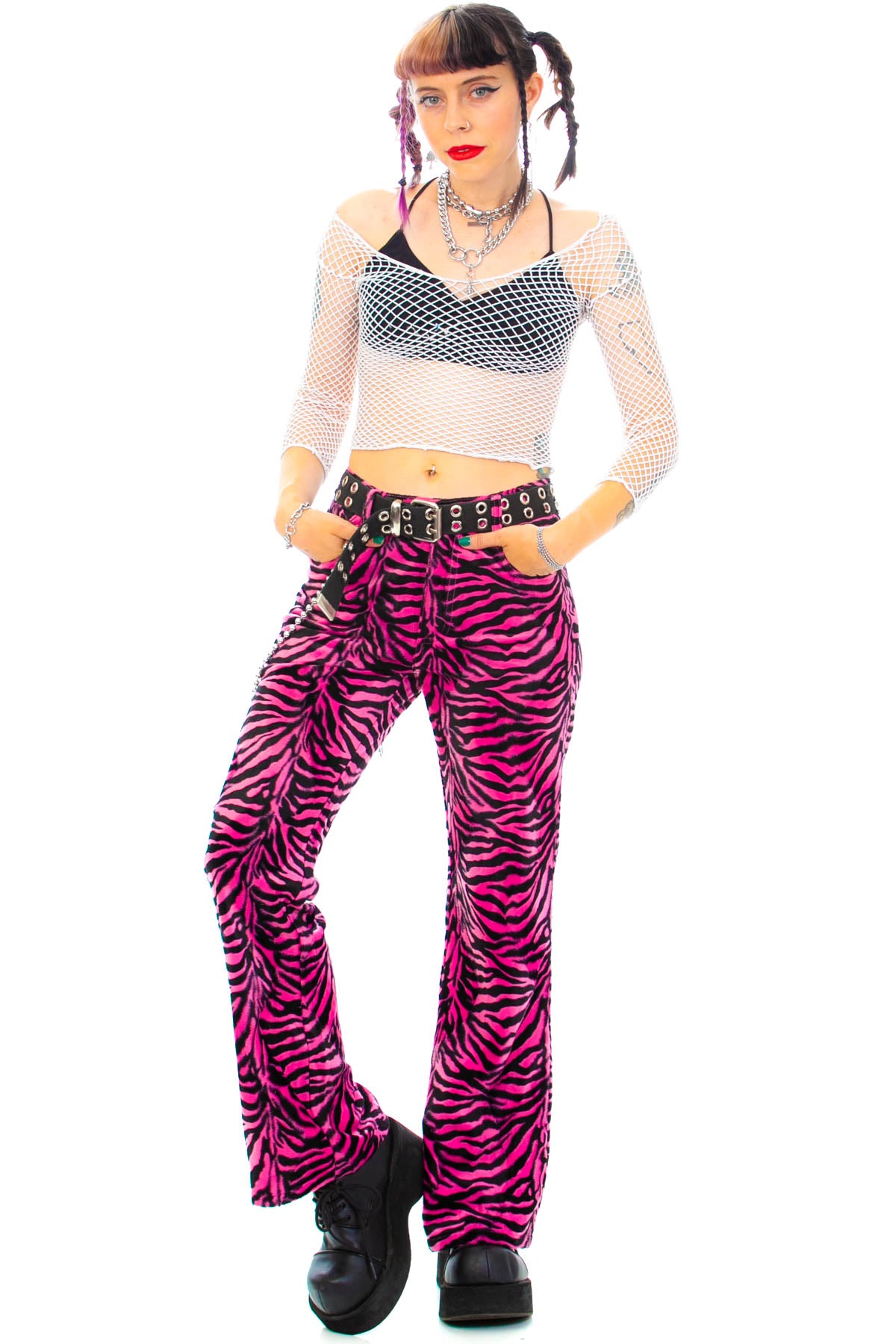 Fifi Pink Zebra Faux Fur Pants - Tunnel Vision - Women's - Bottoms