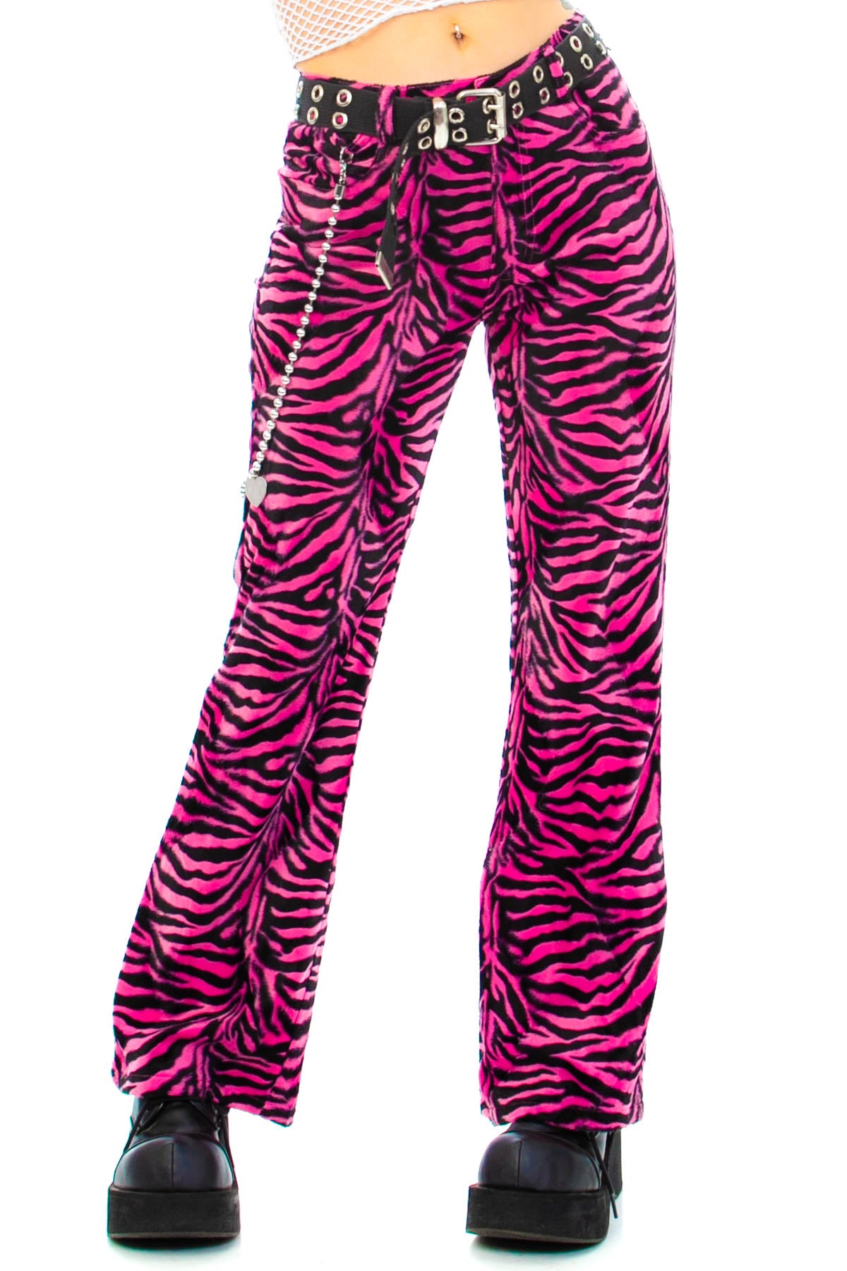 Fifi Pink Zebra Faux Fur Pants - Tunnel Vision - Women's - Bottoms