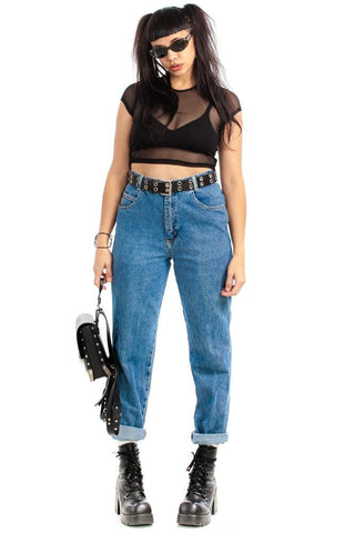 mom jeans and top