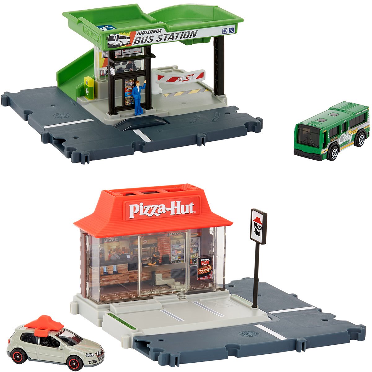 Matchbox - Bus Station - Pizza Hut - Action Drivers Expansion Playset