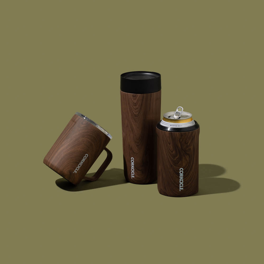 Spill-Proof Insulated Travel Coffee Mug Commuter Cup 17oz / Walnut Wood