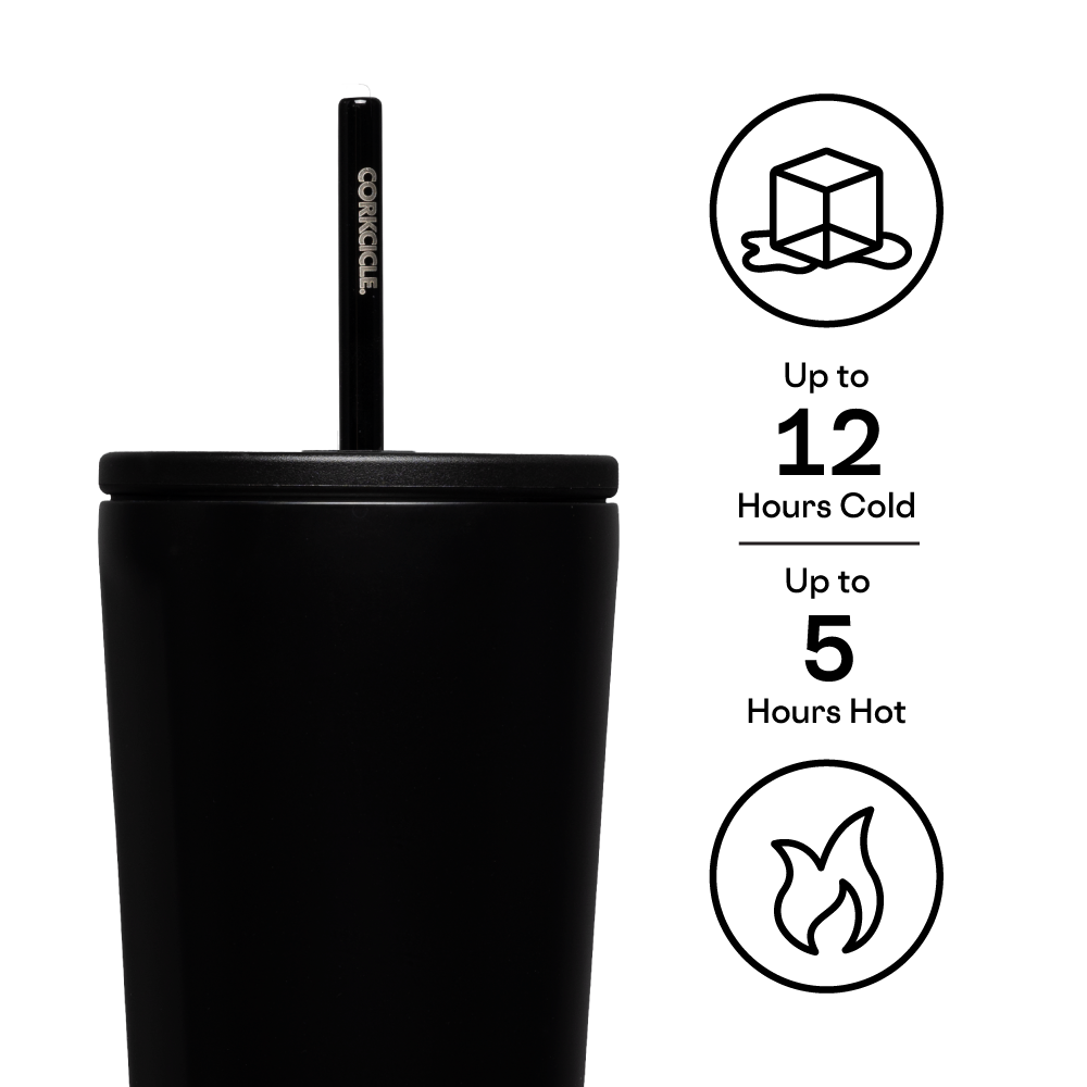 Insulated Tumbler with Straw  Cold Cup 24oz / Matte Black