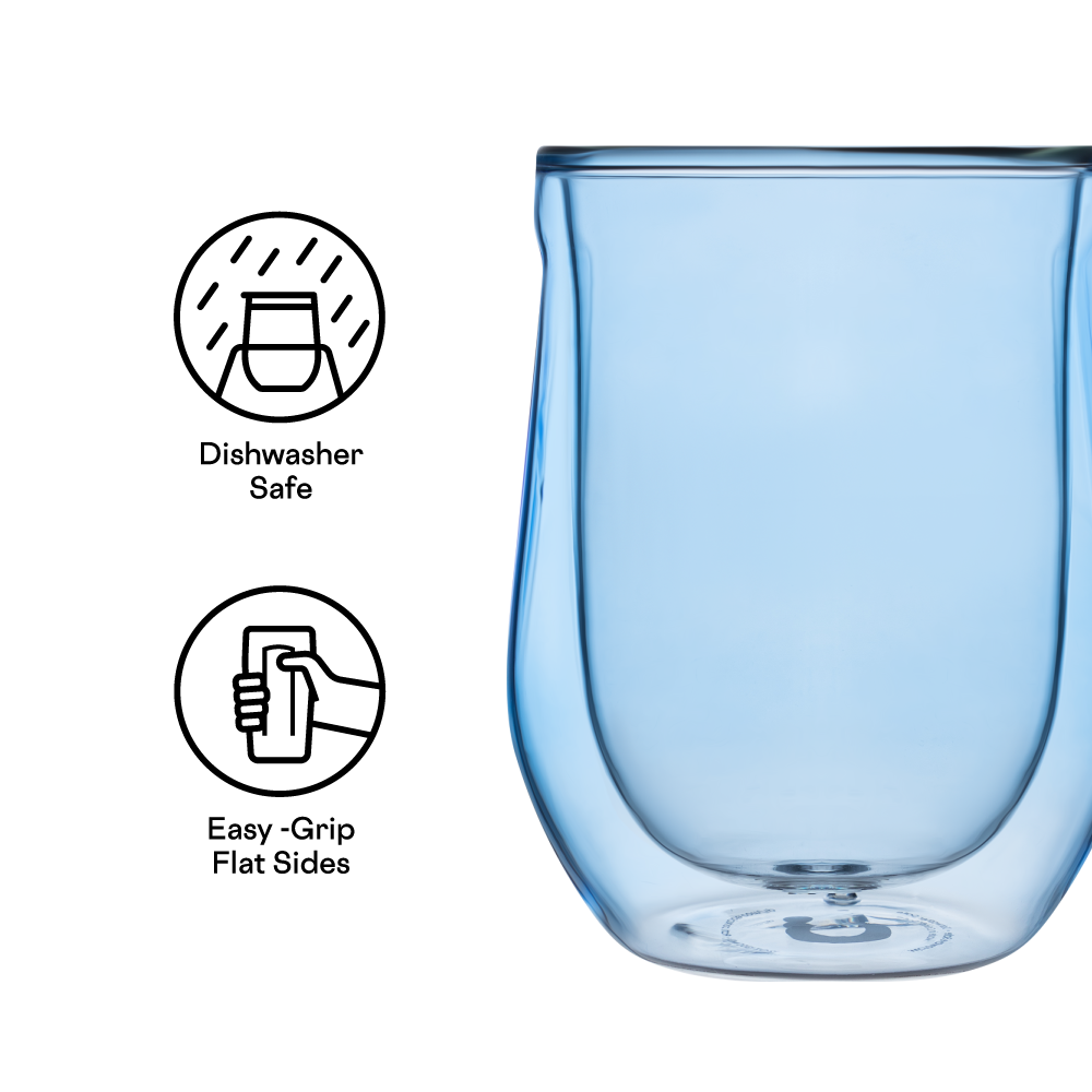 Corkcicle Glass Mug Set of 2 - Crystal Clear - 12 oz