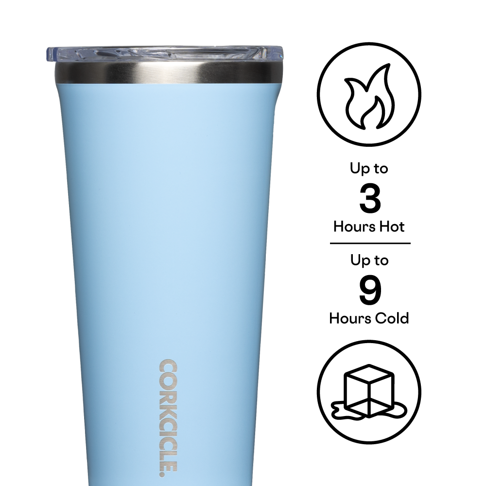 Corkcicle Classic 24 Ounce Triple Insulated Stainless Steel  Travel Cup Tumbler with Lid and Silicone Bottom for Hot and Cold Drinks,  Matte Black: Tumblers & Water Glasses