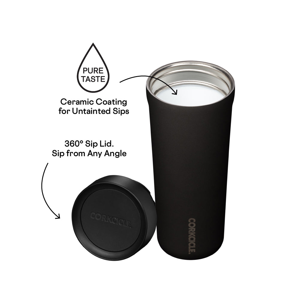 Spill-Proof Insulated Travel Coffee Mug Commuter Cup Walnut Wood / 17oz