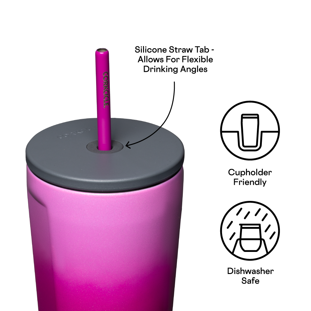 Luxe Stainless Steel Travel Tumbler with Spill-Proof Lid and Straw, 24oz