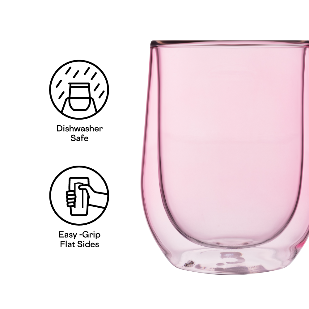 Stemless Glass Set (2) 12oz / Blush