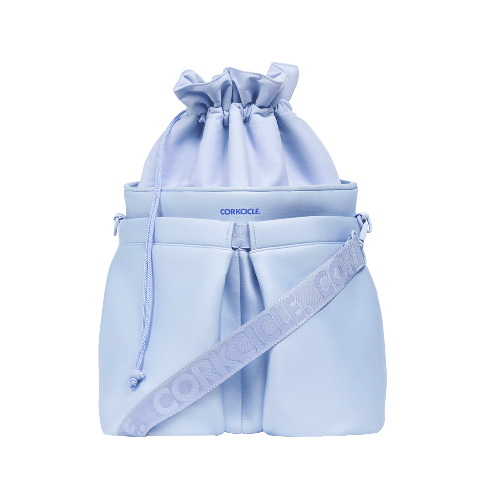 Light Blue Drawstring Bags, Set of 8