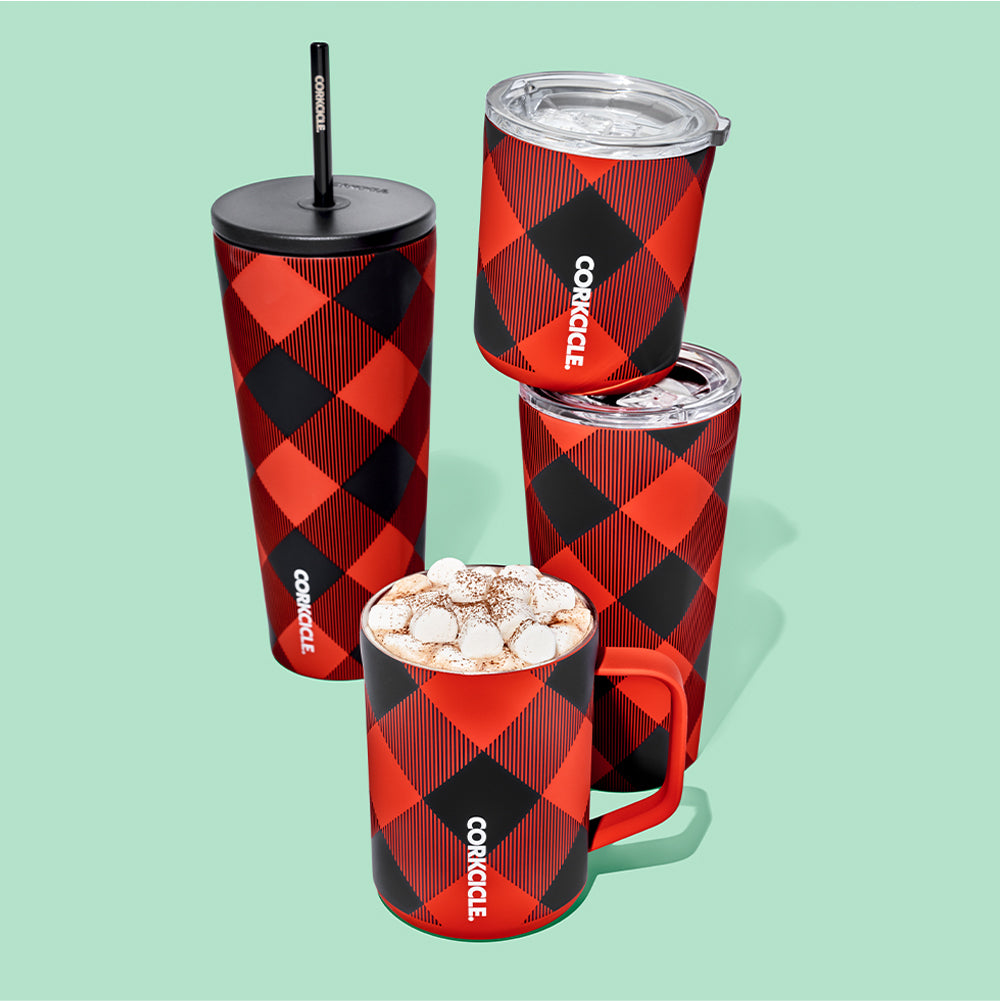 Christmas Deck The Halls Tumbler Red And Black Checkered  Tumbler Enjoy These Tumblers for Drinking Cold Drinks Hot Drinks: Tumblers  & Water Glasses