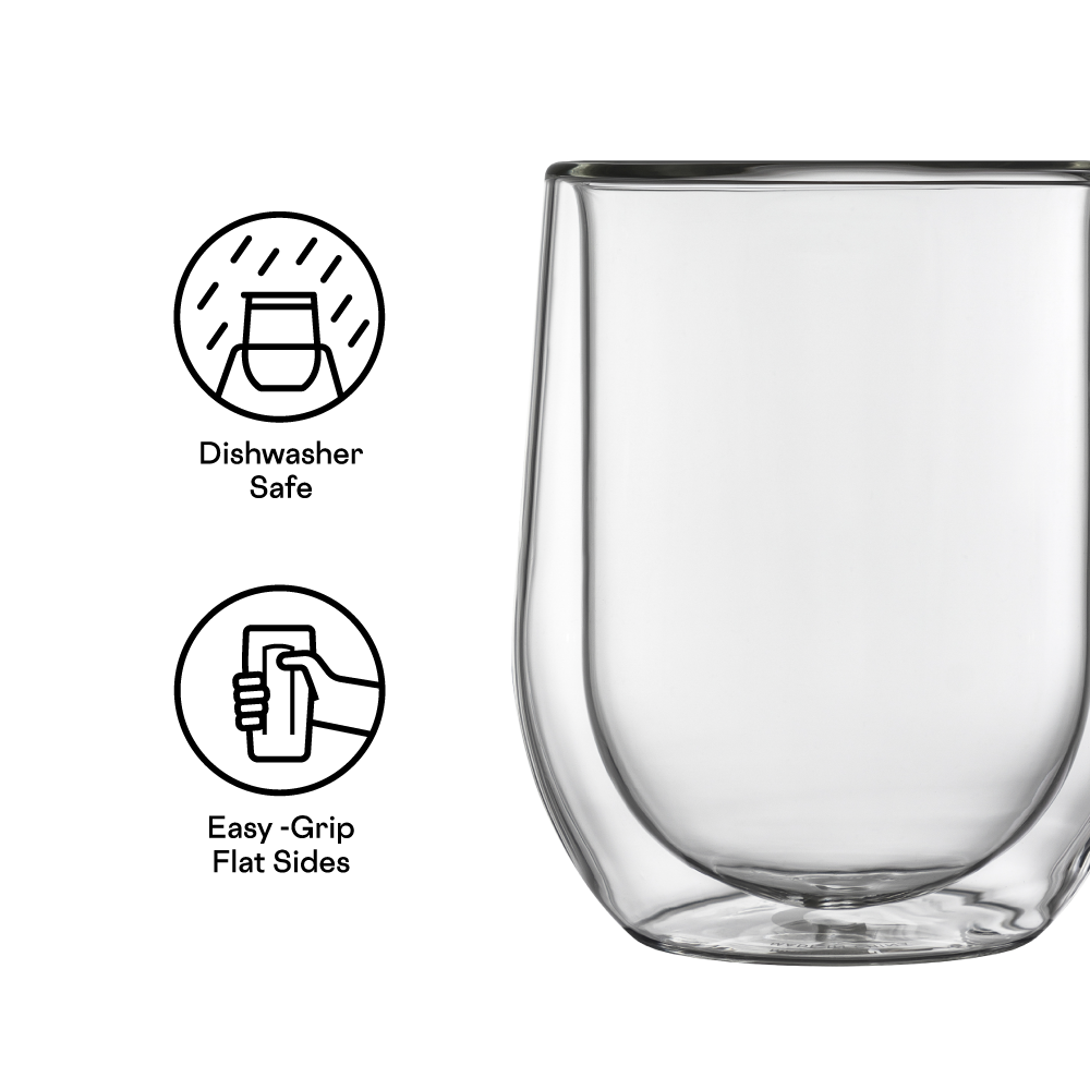 Stemless Glass Set (2) 12oz / Clear