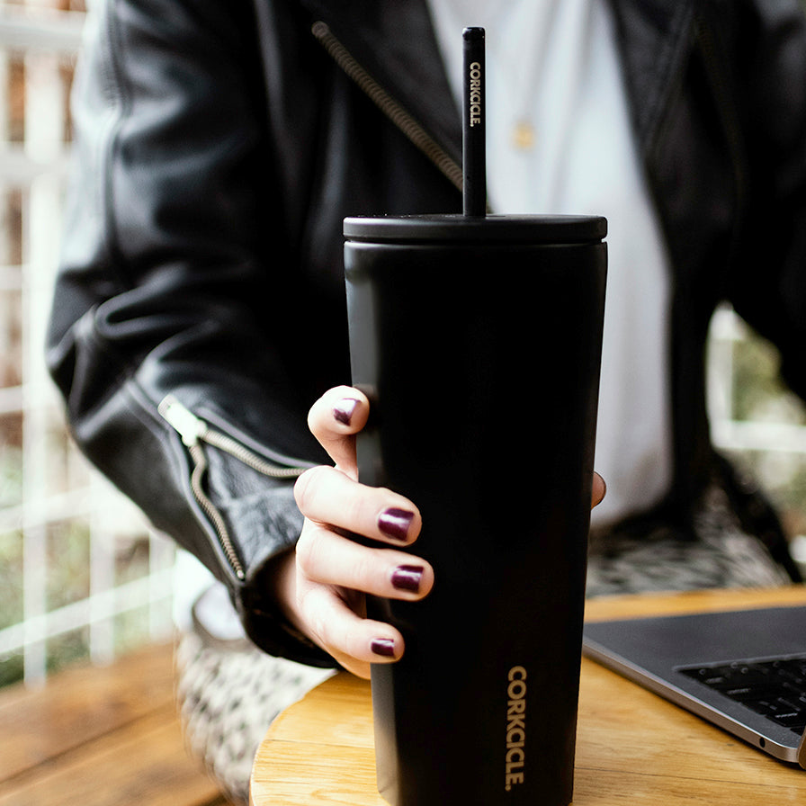 Insulated Tumbler with Straw  Cold Cup 24oz / Matte Black