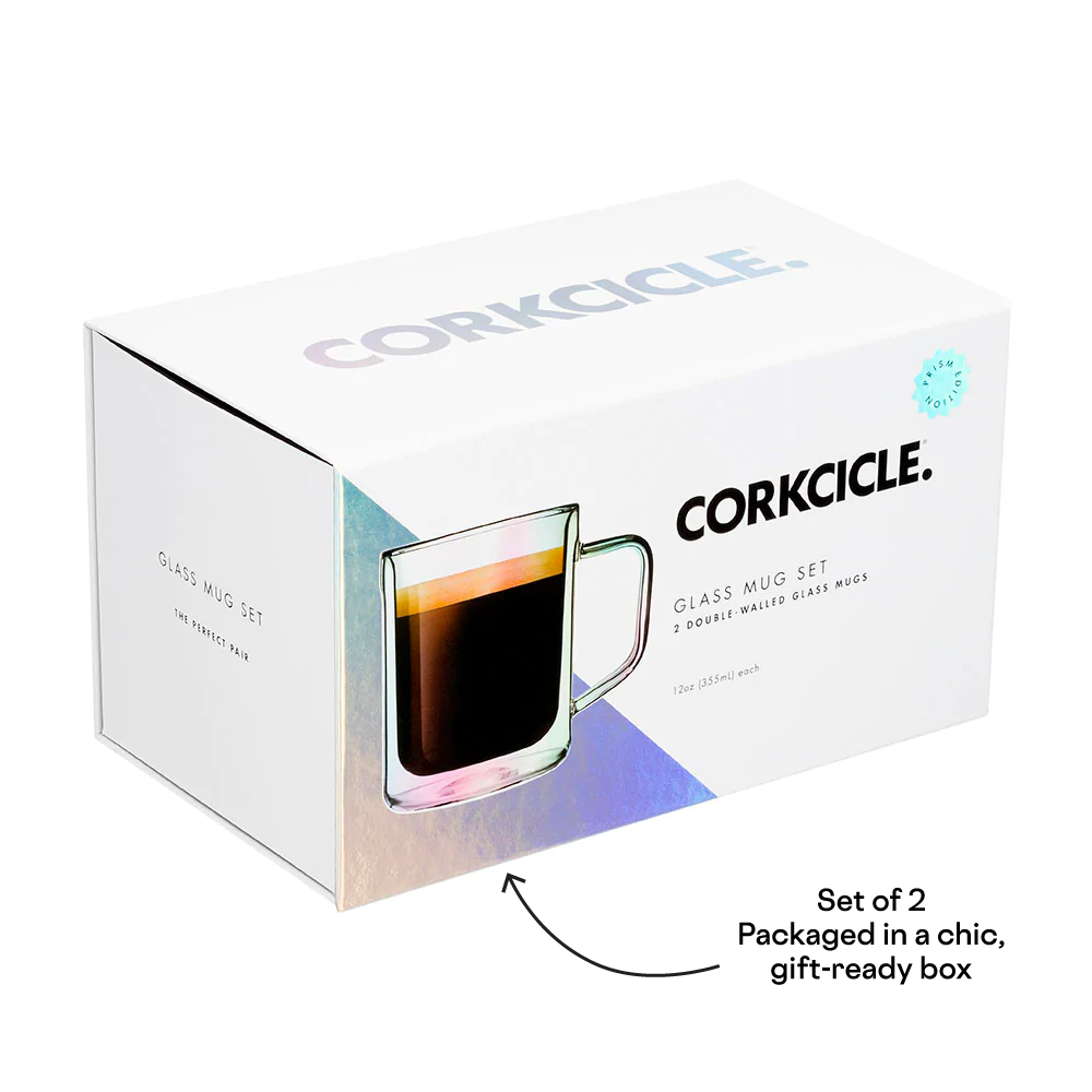 Corkcicle Glass Mug Set of 2 - Crystal Clear - 12 oz