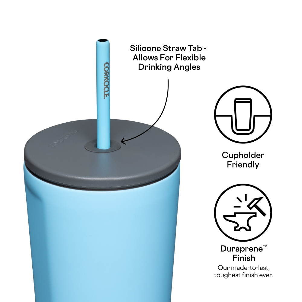 Insulated Tumbler with Straw  Cold Cup 24oz / Santorini