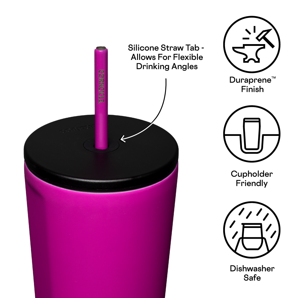 Insulated Tumbler with Straw  Cold Cup 24oz / Berry Punch