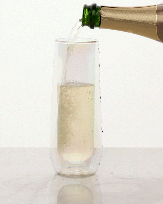 Champagne Flutes Stemless Flute Glass Set (2) 7oz / Prism